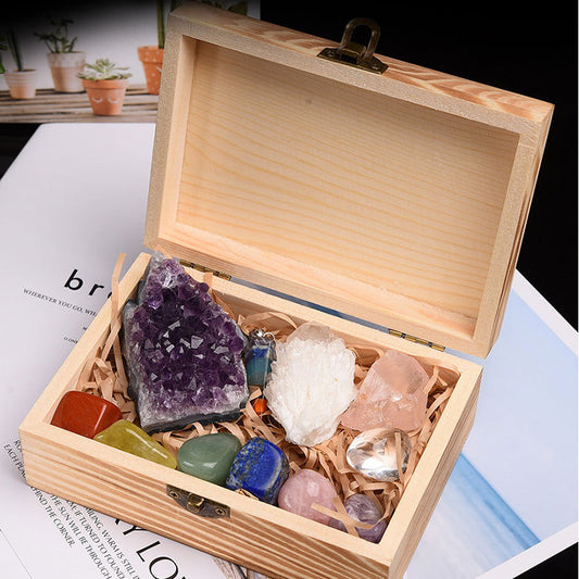Healing Crystal Set with Amethyst Cluster & 7 Chakra Stones