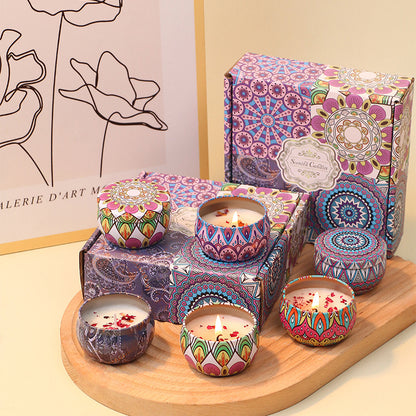 4 Pack Bohemian Scented Candle Gift Set Natural Soy Wax Aromatherapy Candle for Home Decor and Holiday Gifts