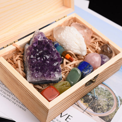 Healing Crystal Set with Amethyst Cluster & 7 Chakra Stones