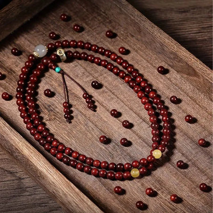 Buddha Stone 108-Bead Rosewood Prayer Bead Bracelet