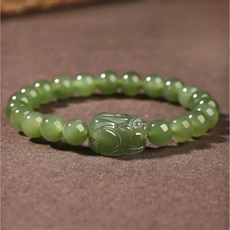 Buddha Stone Green Jade Pixiu Wealth Bracelet