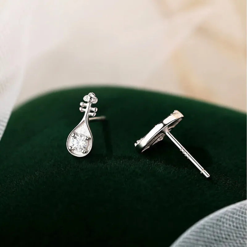 Chinese Style Asymmetrical Fan & Pipa Earrings