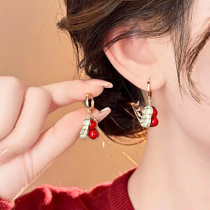 Chinese Style Peanut Earrings - Symbolizing Good Things Happen