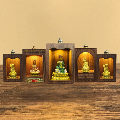 Compact USB Lighted Shrine – Painted Brass Ksitigarbha