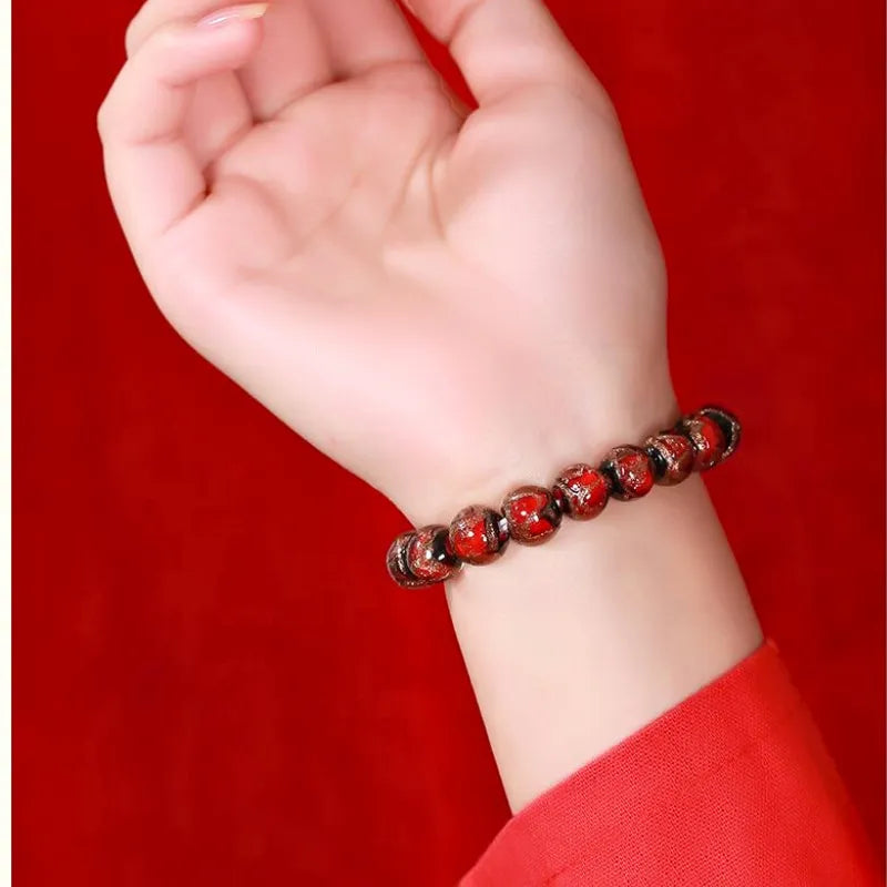Multi-Gem Incense Ash Glass Bead Bracelet