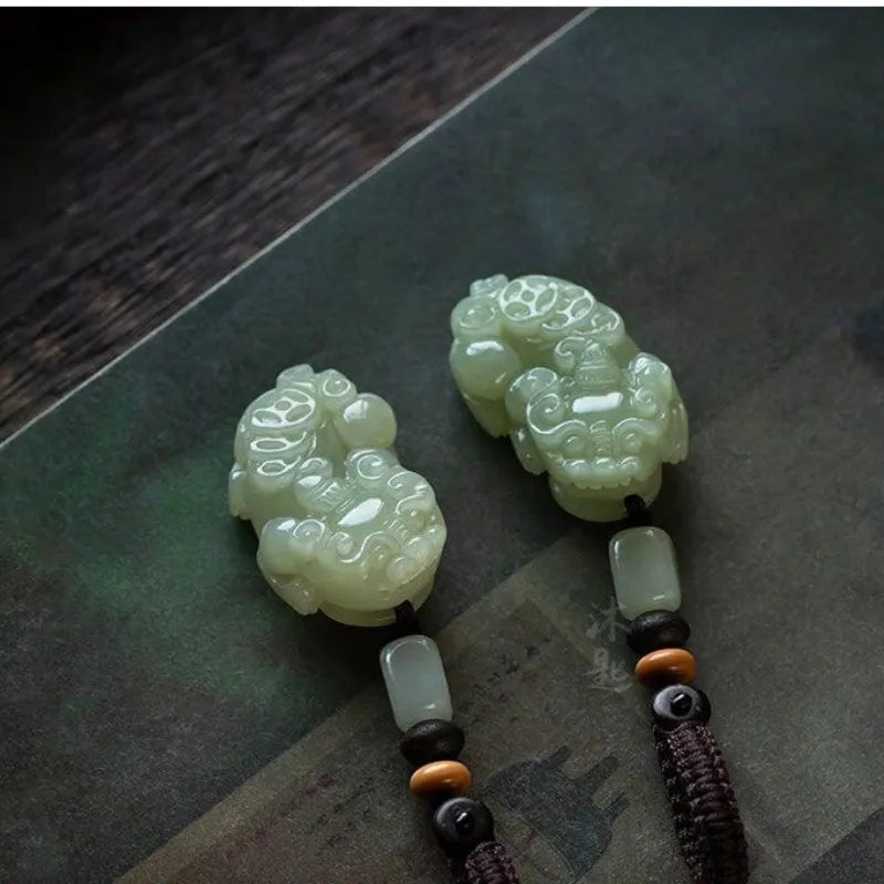 Nephrite Pixiu Keychain - Male (Yang) and Female (Yin) Versions