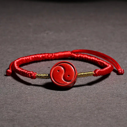 Taoist Bagua Yin-Yang Vermilion Red Rope Bracelet