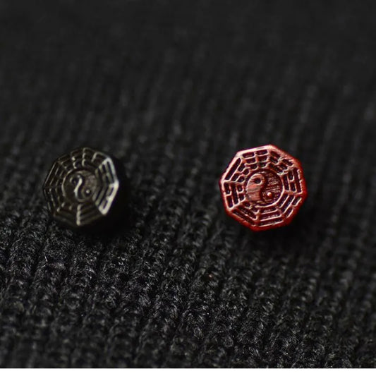 Taoist Tai Chi Bagua Diagram Sandalwood Earrings