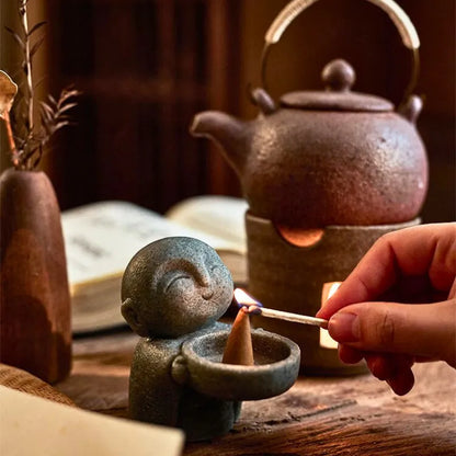Zen Monk Candlestick Decoration - Mini Figurine for Home Decor